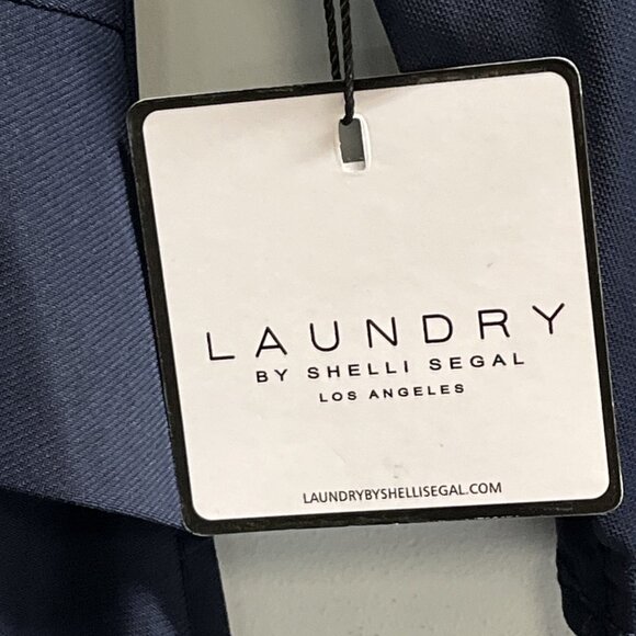 Laundry by Shelli Segal Dress 10 Blue Mesh Asymmetric Bodice Jersey Knit Midi - Picture 4 of 11